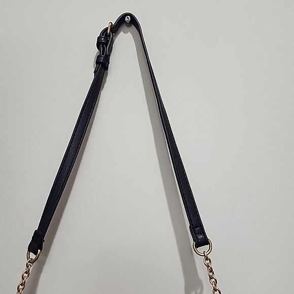 Sole Society Black Crossbody Bag Faux Leather Suede Flap Gold Chain - Picture 3 of 9